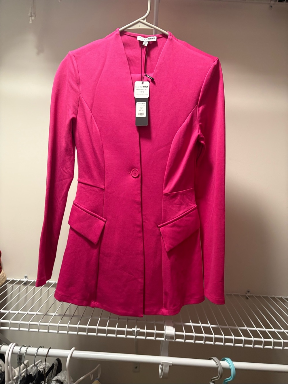 Fashion Nova Pink Pantsuit Set XS (Jacket and Pants Included)
